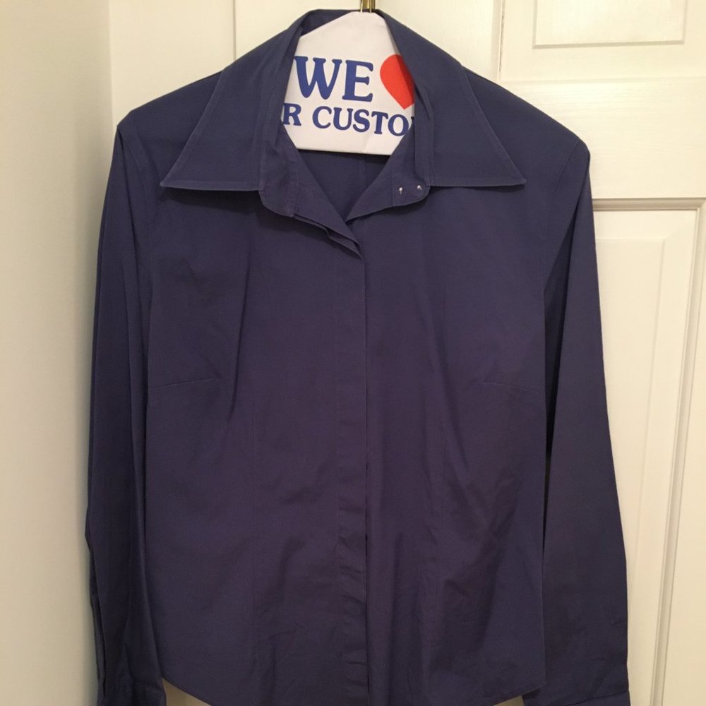 Talbots Purple Long Sleeve Blouse - Hidden Buttons - size 6 - Stretch
